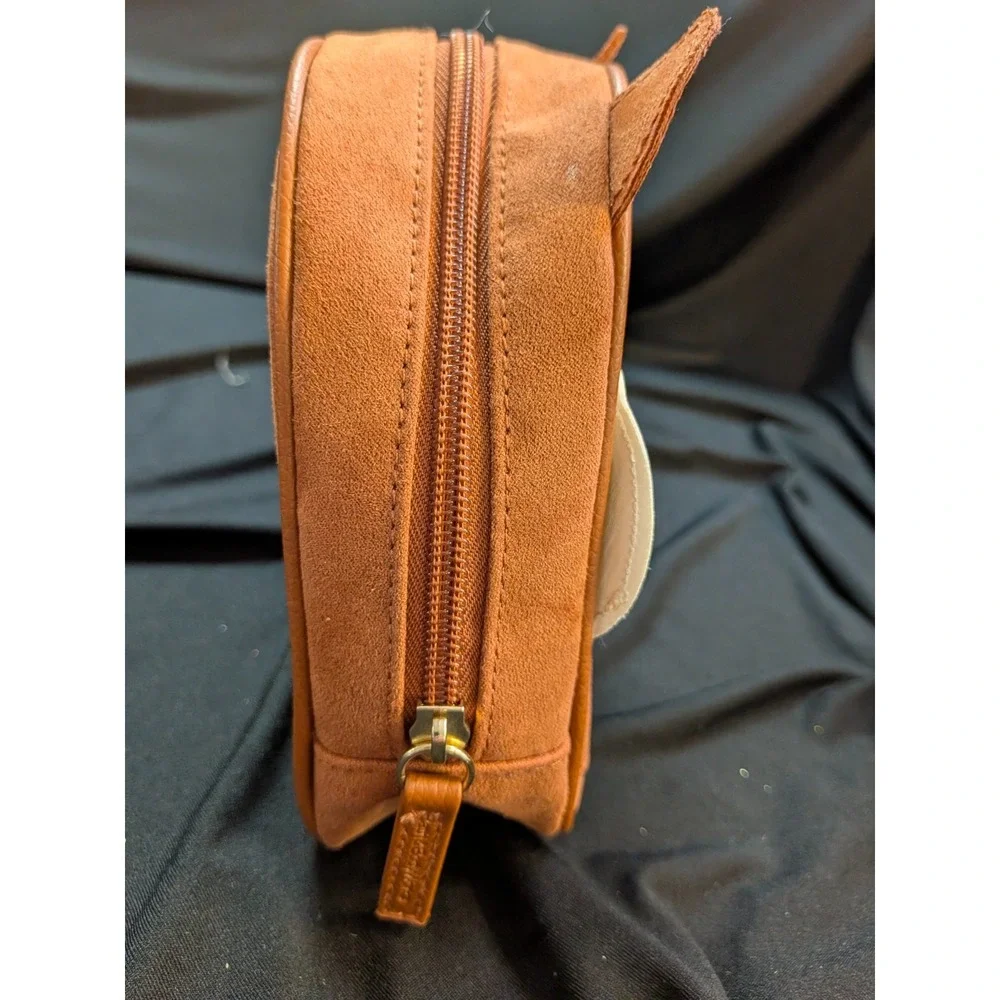 Bath & Body Works SQUIRREL empty cosmetic bag with faux leather velveteen-like